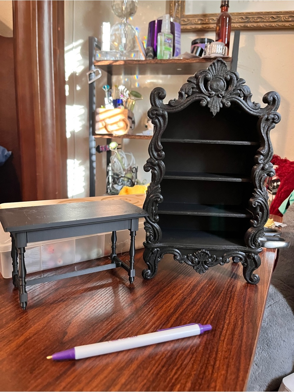 3D mini curio cabinet and bench